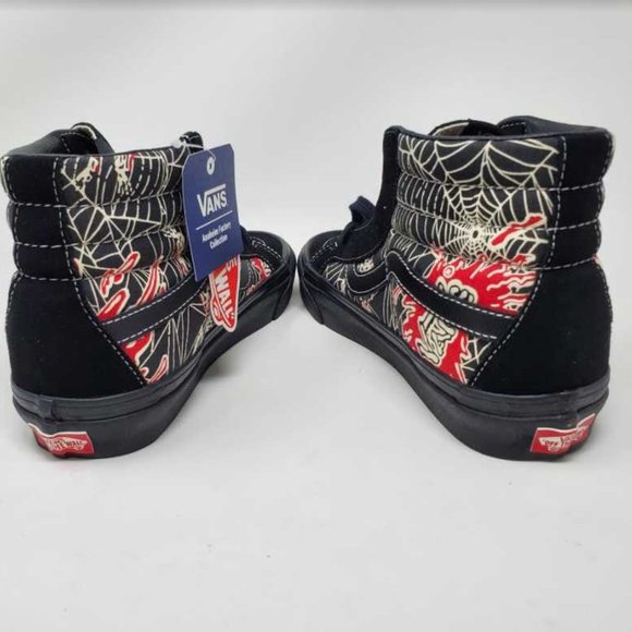 New men's Vans Sk8-Hi 38 DX Anaheim Factory OG black spider web shoes - Picture 7 of 8